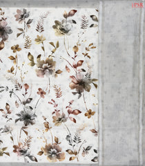 Floral White Linen Saree