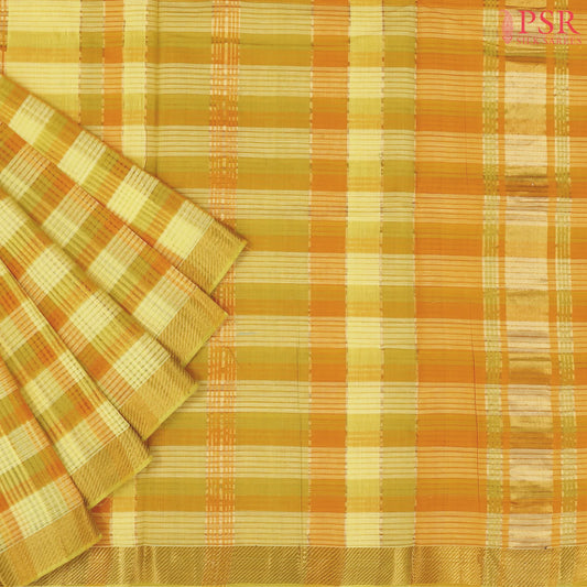 Lemon Yellow Mangalagiri Cotton Saree