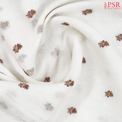 Floral White Linen Saree