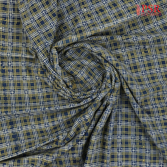 Dark Blue Ajrakh Print Running Material