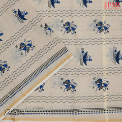 Teal Blue Chirala Cotton Dress Material