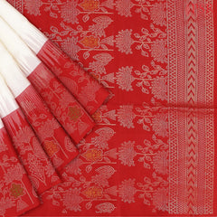 Floral White Soft Silk Saree