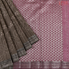 Dark Taupe Semi Dupion Saree