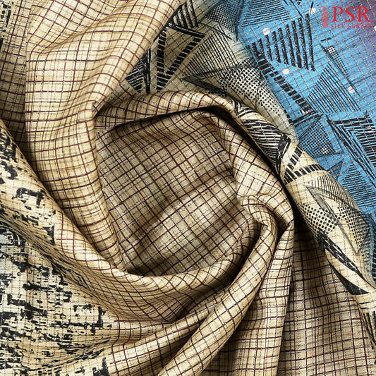 Olive Beige Semi Tussar Saree