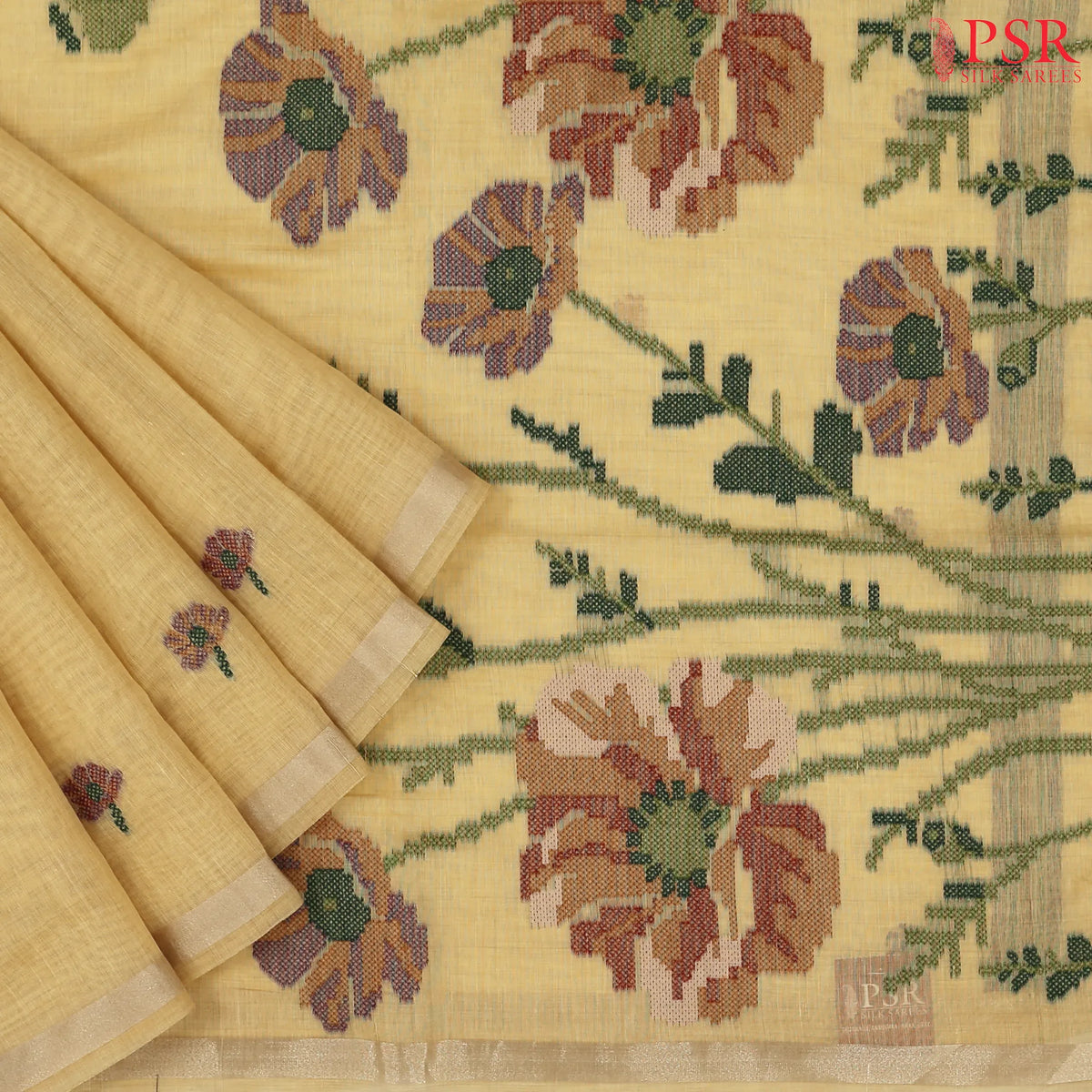 Mellow Yellow Ghicha Cotton Saree