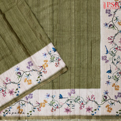 Olive Green Tissue Dupion Cotton Dress Material