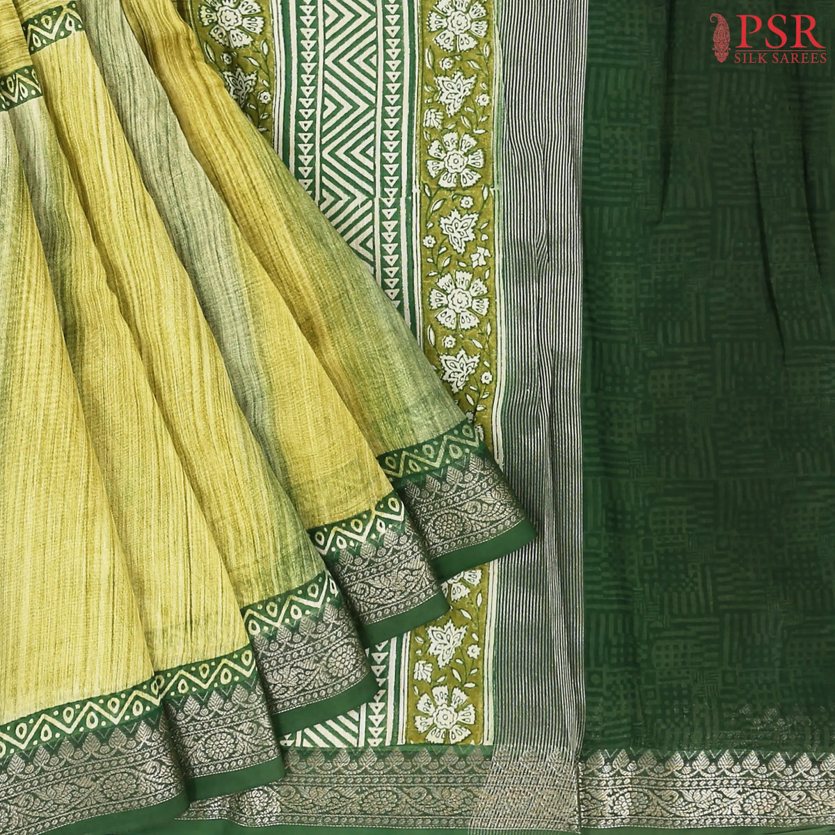 Shades Of Green Chanderi Silk Cotton Saree