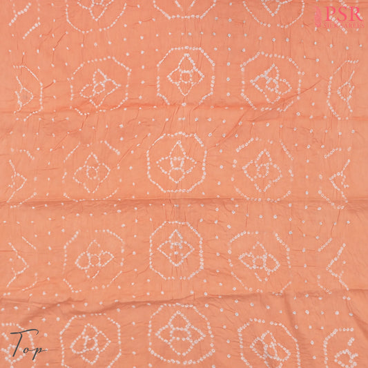 Light Cantaloupe Orange Bandhini Dress Material