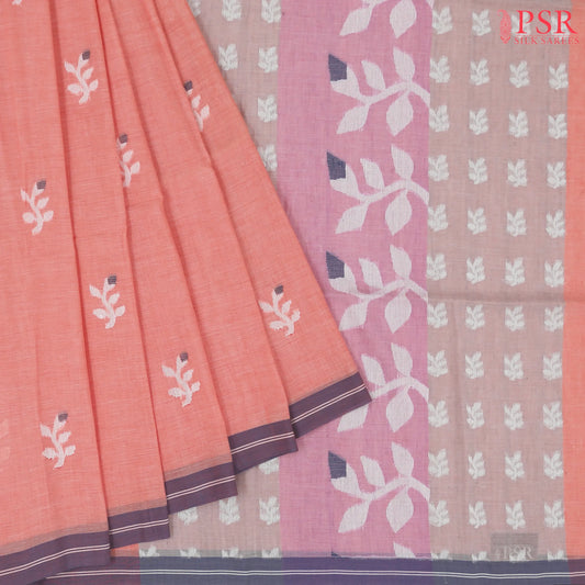 Light Flamingo Pink Byloom Cotton Saree