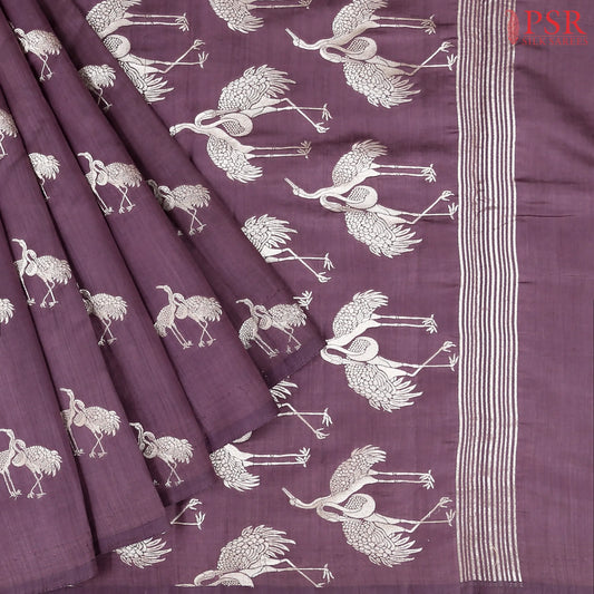 Dark Vintage Mauve Chiniya Silk Saree