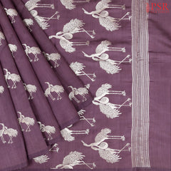 Dark Vintage Mauve Chiniya Silk Saree