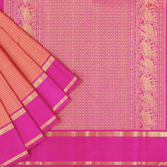 Coral Orange Kanchipuram Silk Saree