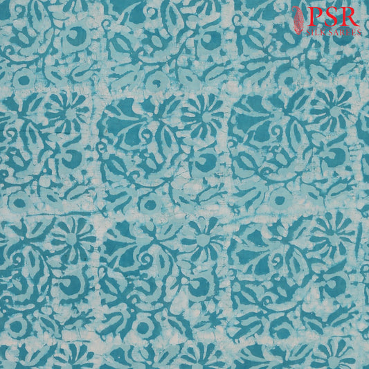 Turquoise Blue Dabu Print Running Material