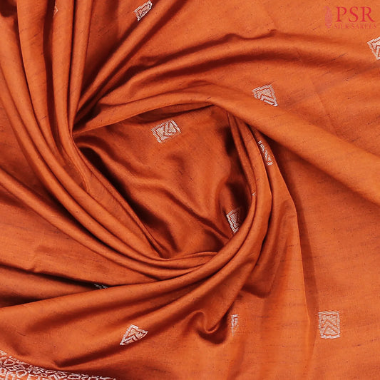 Rust Orange Jute Art Silk Saree