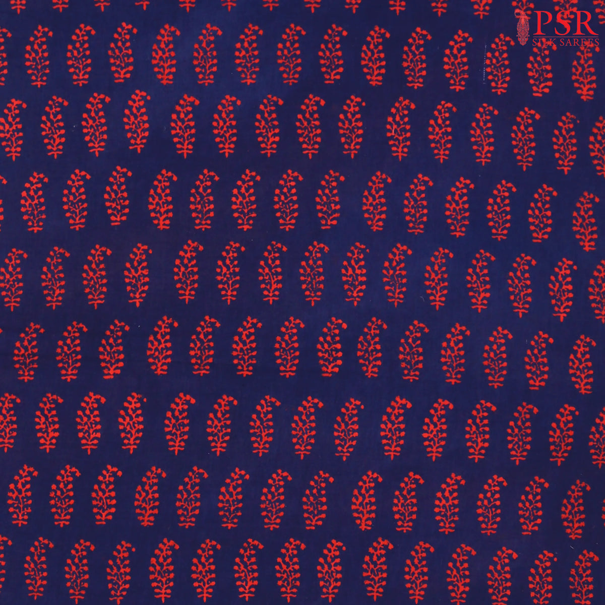 Navy Blue Cotton Print Running Material