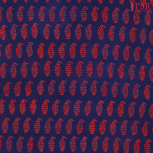 Navy Blue Cotton Print Running Material