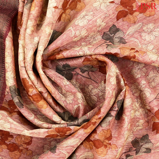 Watermelon Red Bamboo Silk Sarees