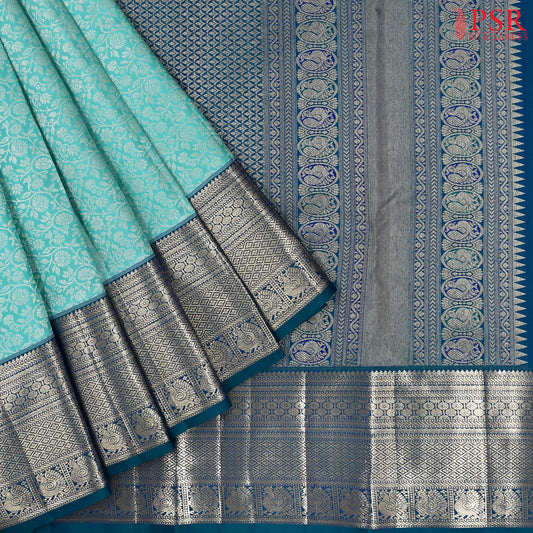 Turquoise Blue Kanchipuram Silk Saree