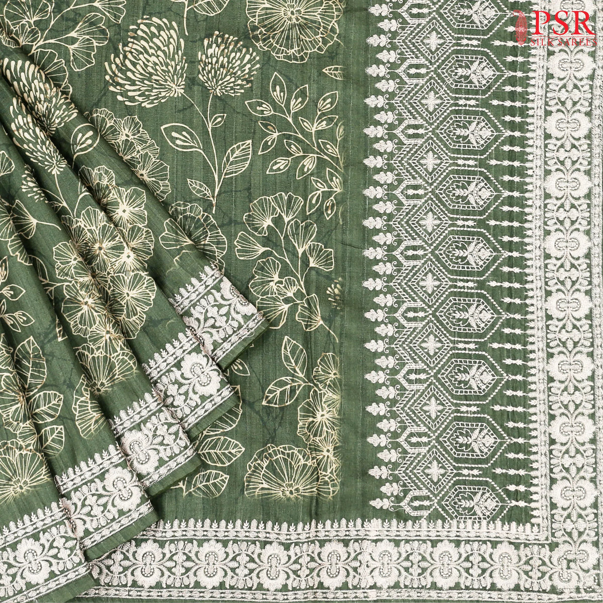 Fern Green Semi Dupion Saree