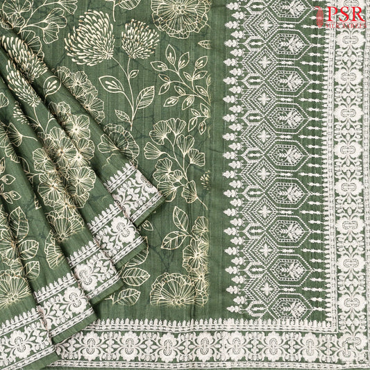 Fern Green Semi Dupion Saree