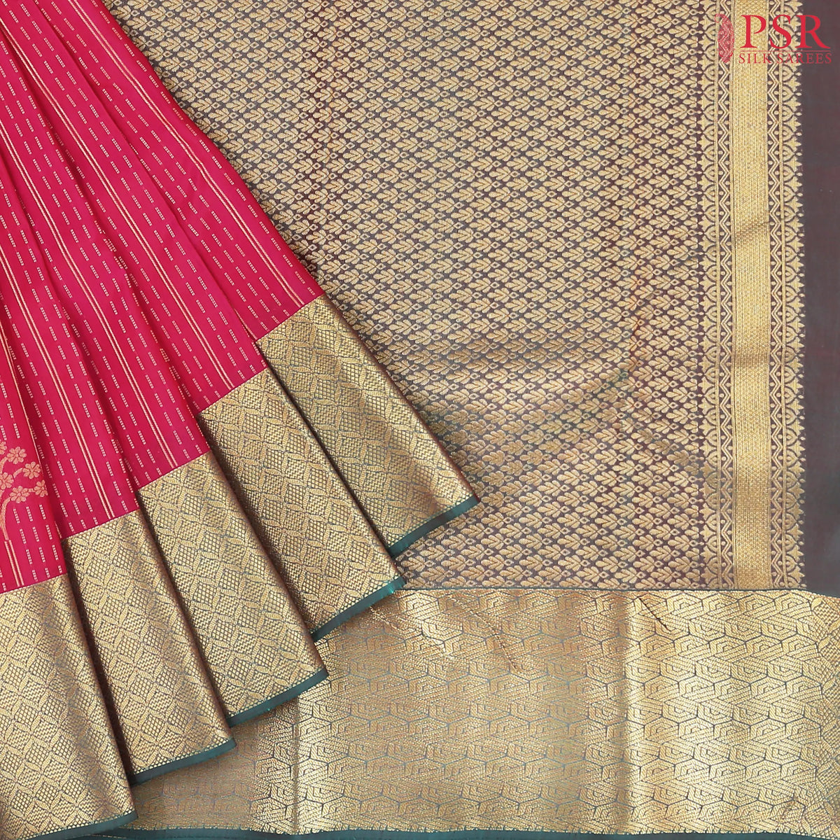 Dark Pink Fancy Kanchipuram Silk Saree