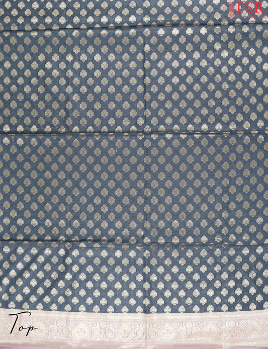 Slate Grey Banaras Silk Cotton Dress Material