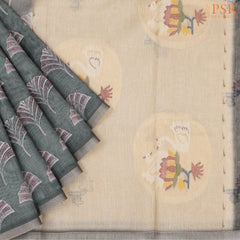 Dark Harbour Grey Silk Cotton Saree