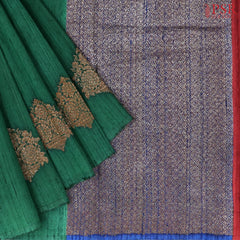 Dark Green Banaras Jute Silk Saree