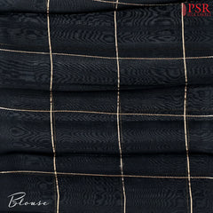 Grey & Black Organza Cut Work Saree