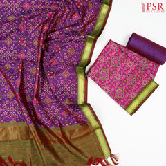 Dark Pink Soft Patola Silk Cotton Dress Material