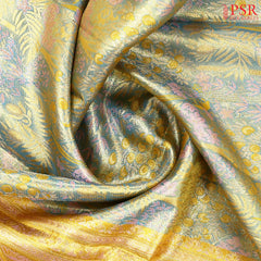 Golden Blue Kanchipuram Jacquard Tissue Silk Saree