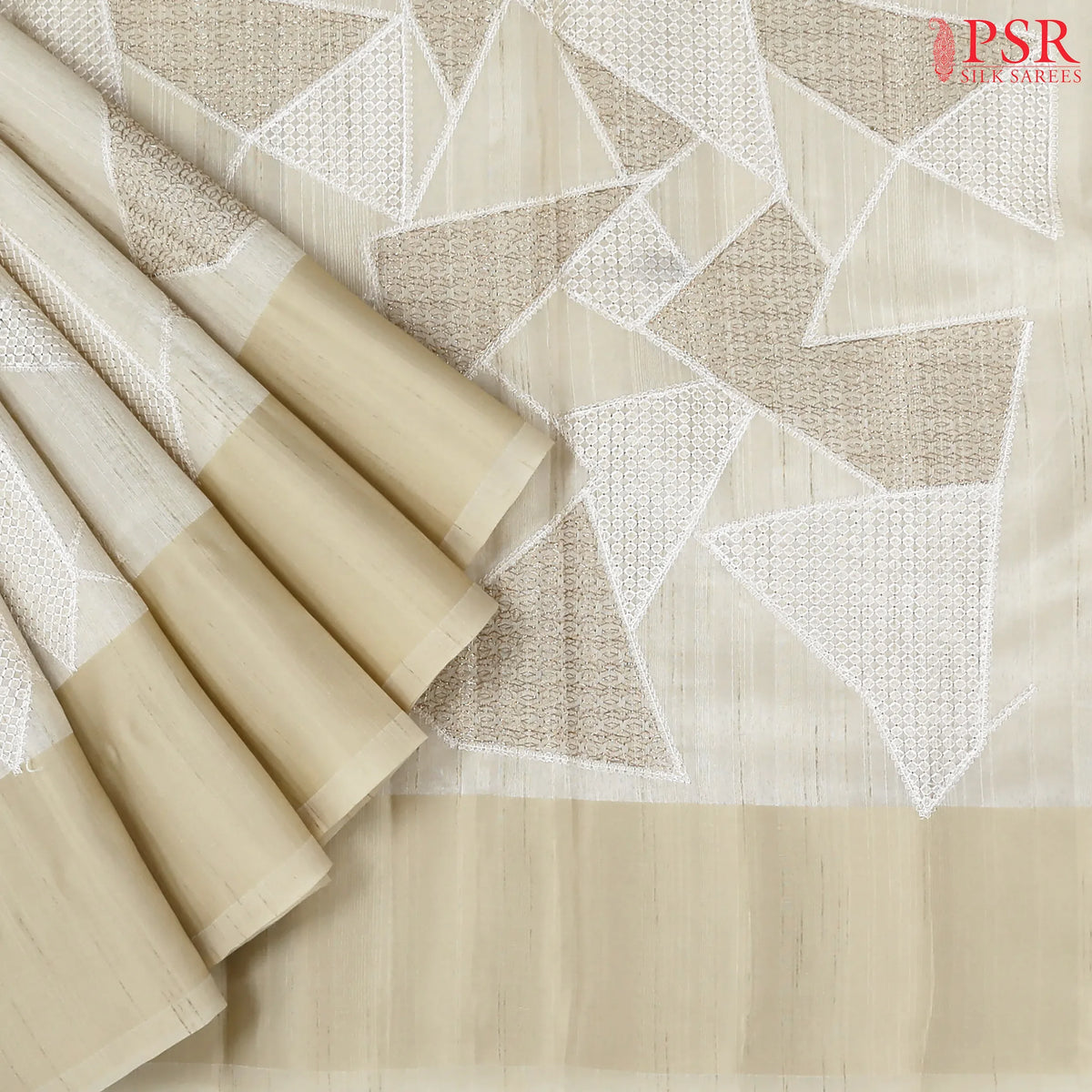 Beige Green Silk Saree