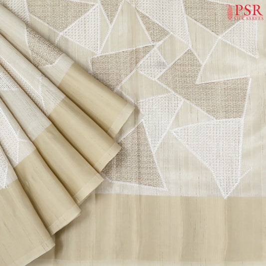 Beige Green Silk Saree