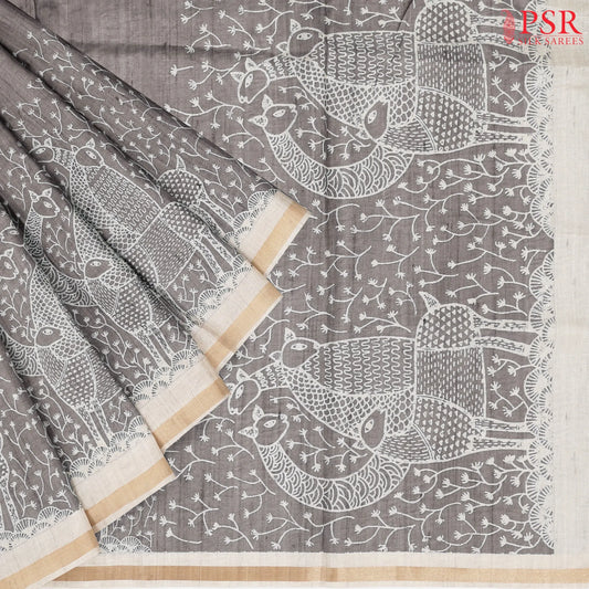 Beaver Brown Semi Tussar Saree