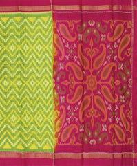 Chartreuse Green Patola Silk Cotton Saree