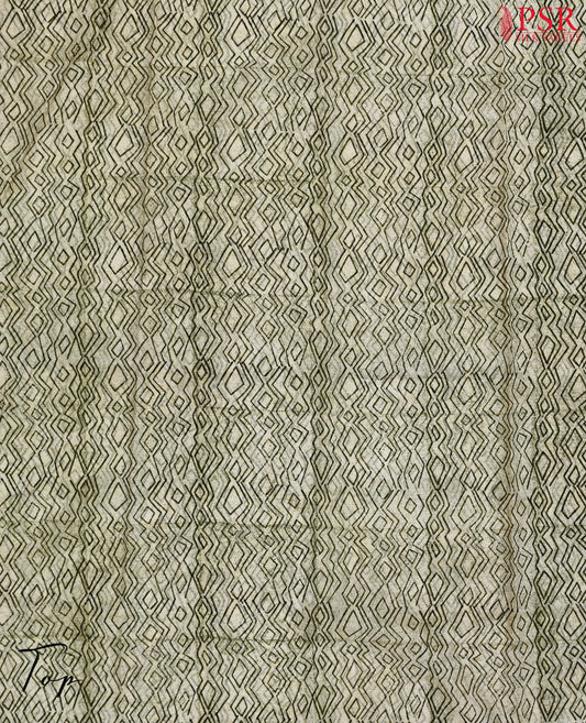 Olive Beige Chanderi Silk Cotton Dress Material