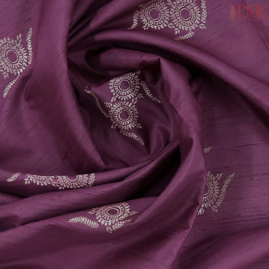 Dark Magenta Purple Jute Soft Silk Saree