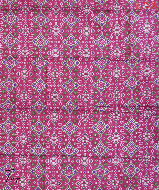 Dark Pink Soft Patola Silk Cotton Dress Material