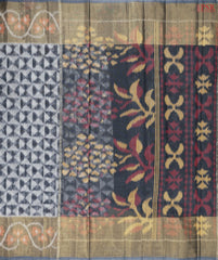 Cement Grey Semi Patola Silk Cotton Saree