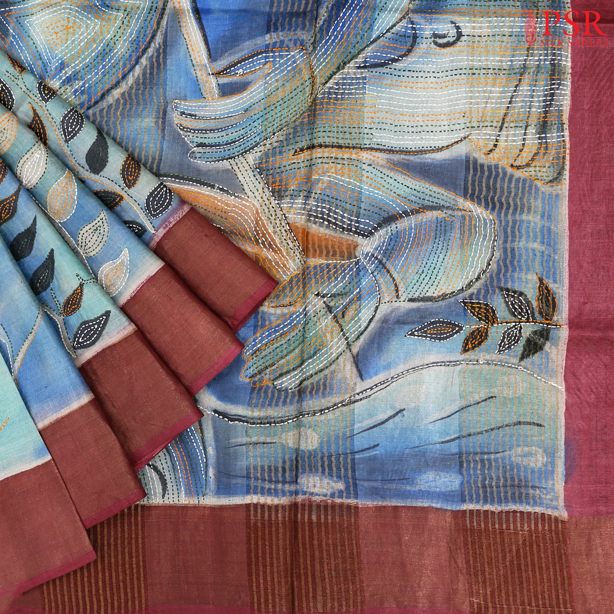 Ajanta Blue Kadhi Tussar Silk Saree