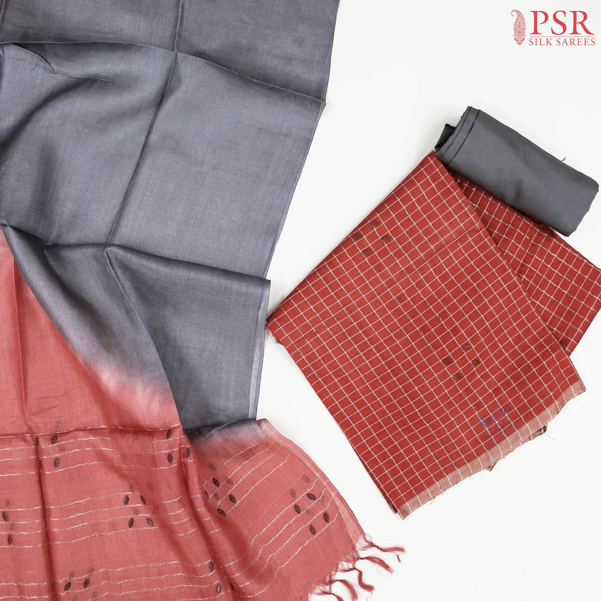 Poppy Red Tassar Dress Material