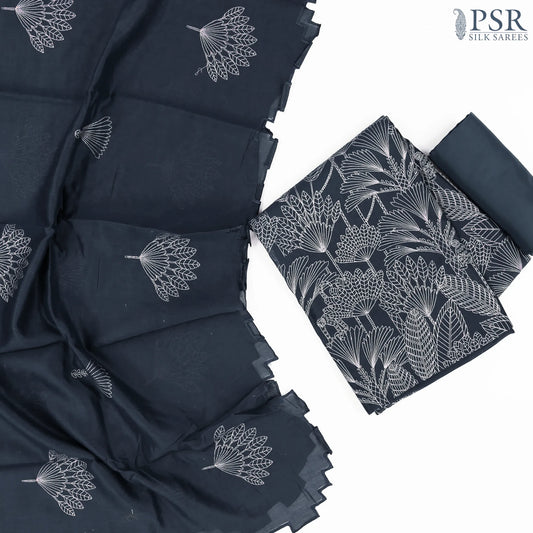 Prussian Blue Silk Cotton Dress Material