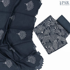 Prussian Blue Silk Cotton Dress Material