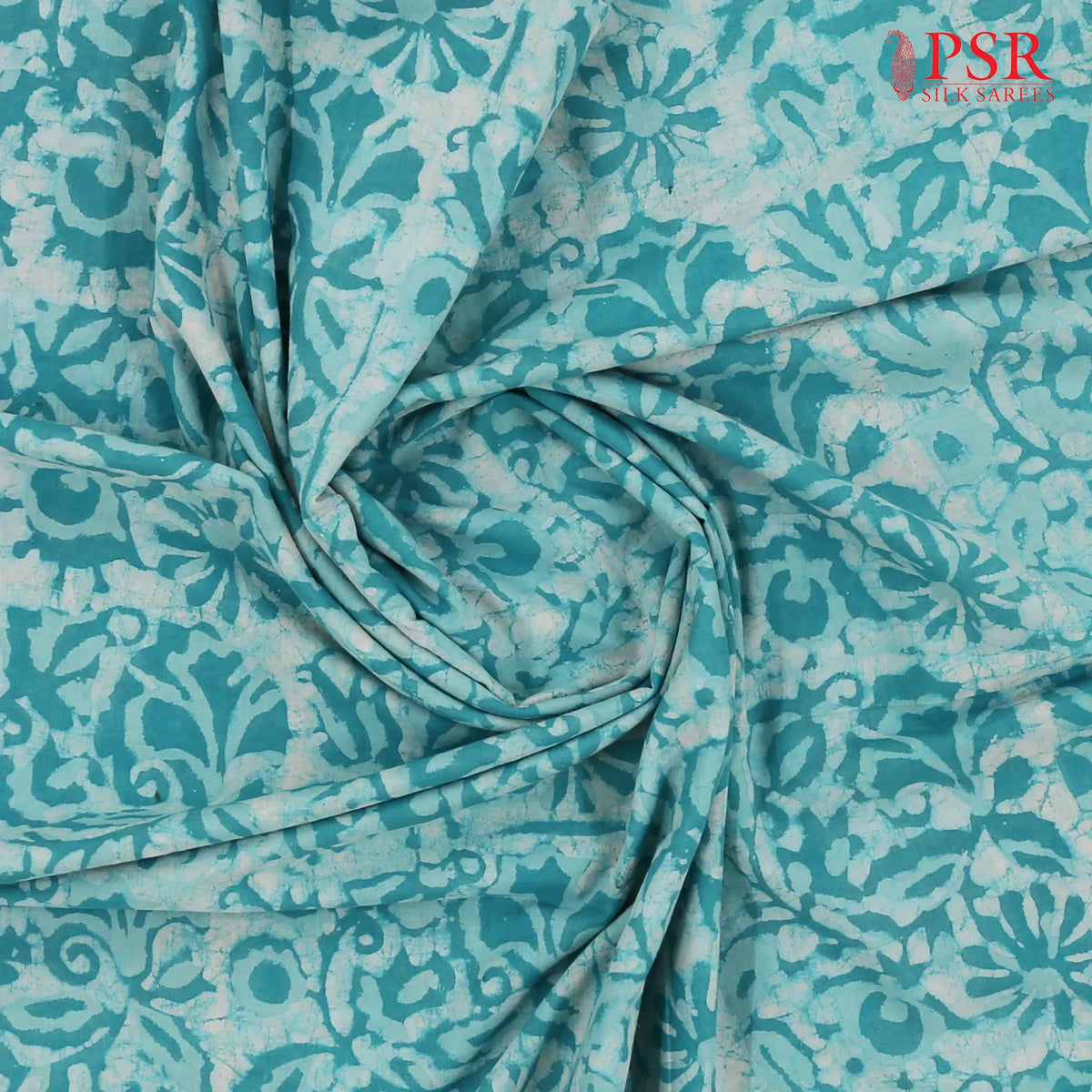 Turquoise Blue Dabu Print Running Material
