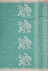 Turquoise Blue Bengal Cotton Saree