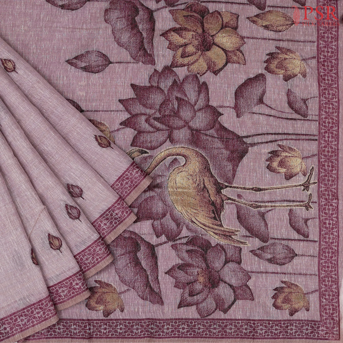 Mauve Purple Ghicha Cotton Saree