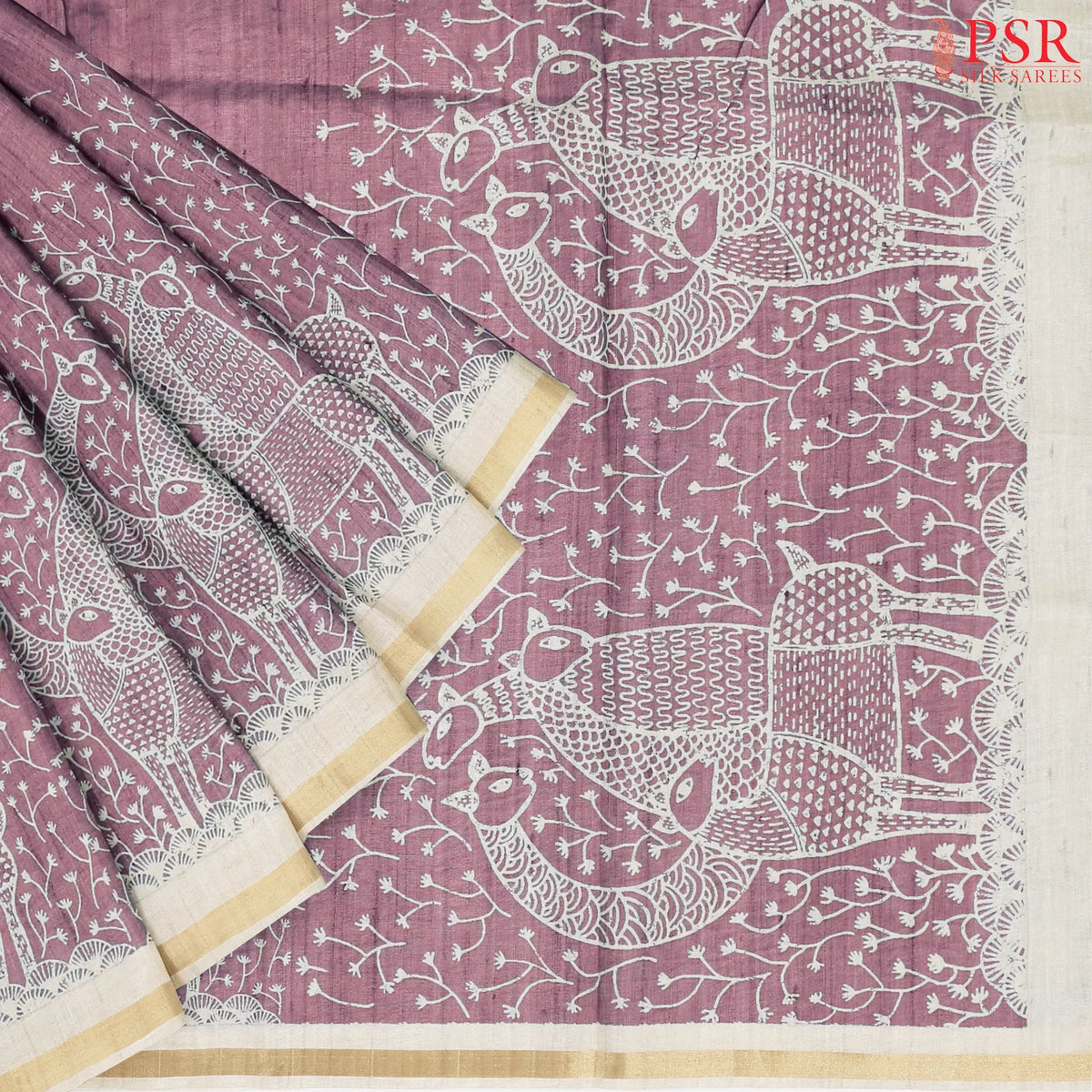 Onion Pink Semi Tussar Saree