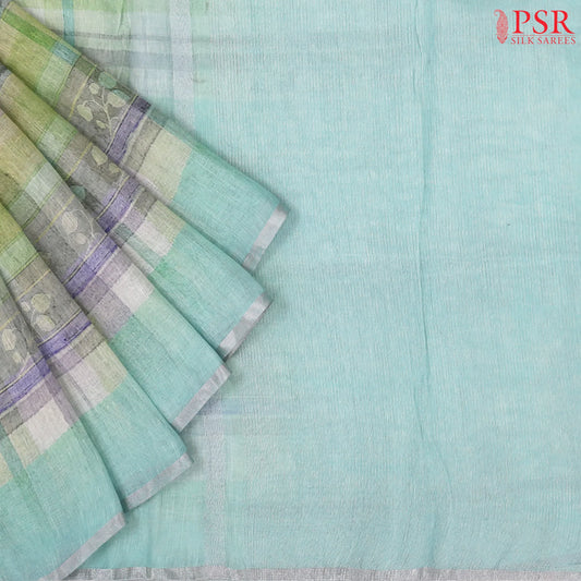 Tiffany Blue Linen Saree