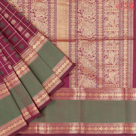 Mulberry Purple Kalakshetra Kovai Cotton Saree