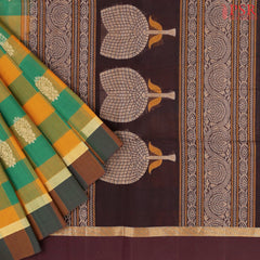 Green & Mustard Yellow Kovai Cotton Saree
